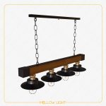 لوستر آویز مدرن چهار شعله خطی چوبی ادیسونی - Image 6