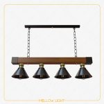 لوستر آویز مدرن چهار شعله خطی چوبی ادیسونی - Image 3